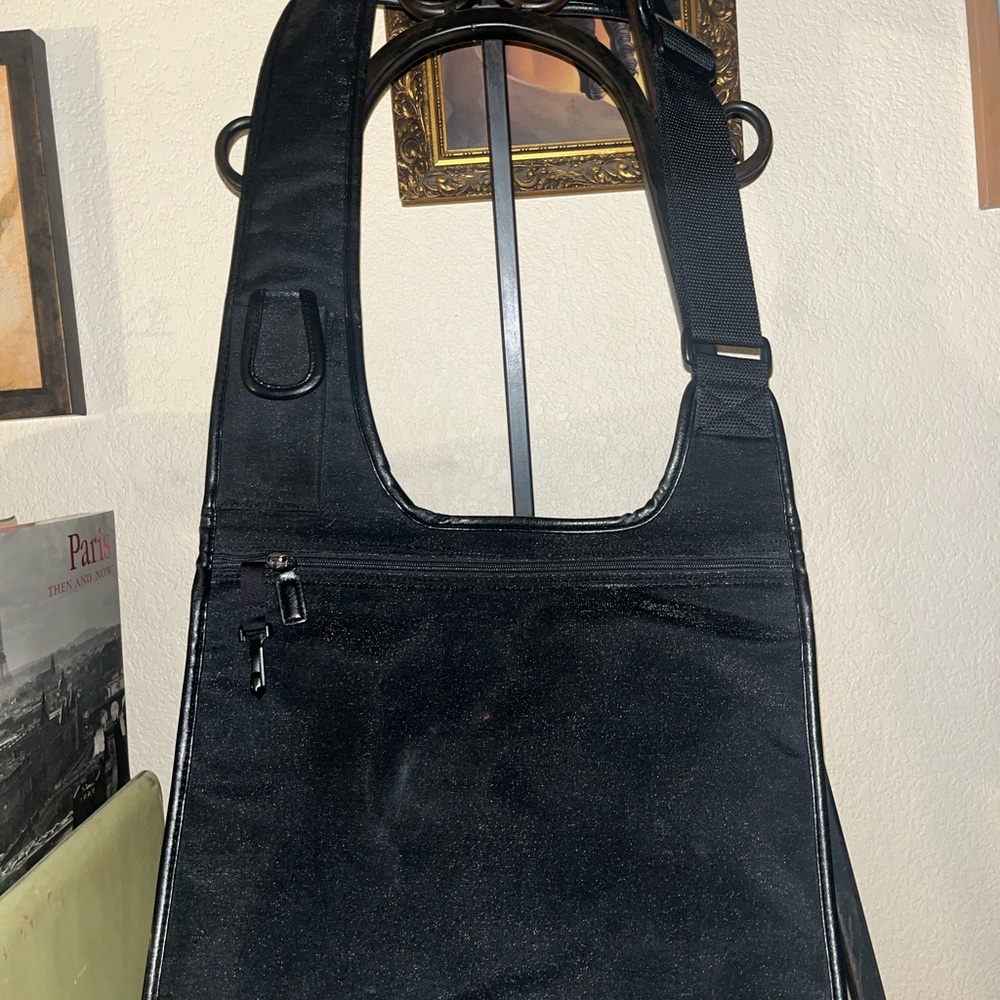 BISADORA Black Textured crossbody Bag and with Adjustable Strap